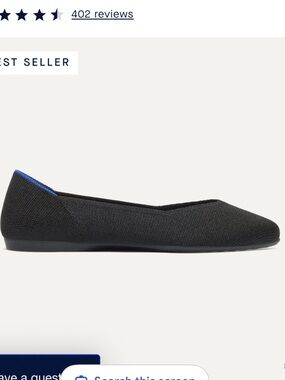 Rothy's The Daily Flat in Black with Blue Trim